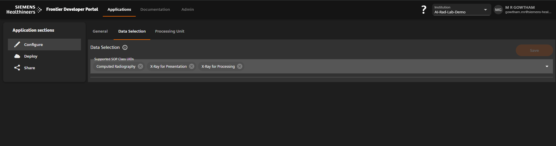 Configure new app Configure new interactive app