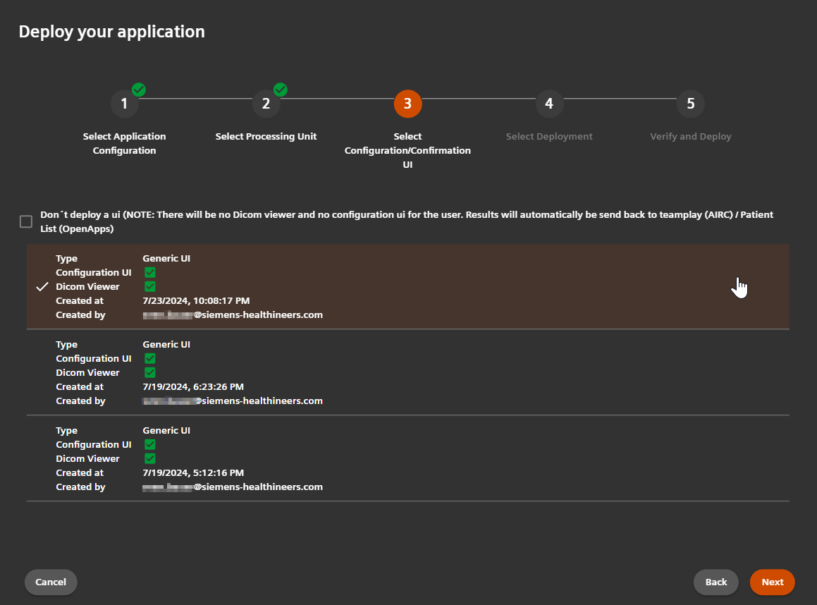 Deploy config UI Generic config build